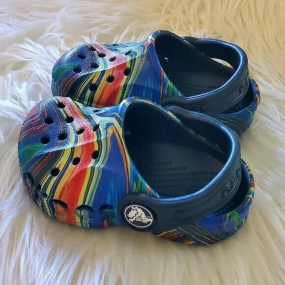 Crocs Baya Unisex Kids Multi-Colored Graphic Printed T-Back Clog SZ C4 - Picture 6 of 9